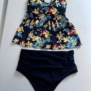 Tankini Floral High Waisted Swimsuit 2 pc Set XXL